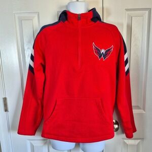 Washington Capitals NHL red blue quarter zip pullover hoodie Men's medium